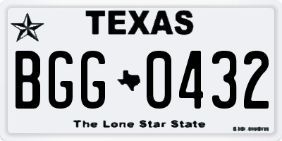 TX license plate BGG0432
