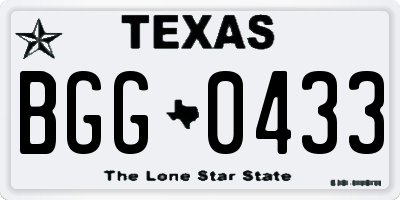 TX license plate BGG0433