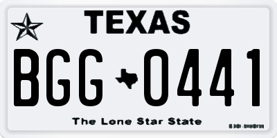TX license plate BGG0441