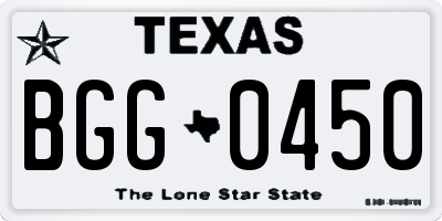 TX license plate BGG0450