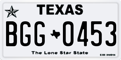 TX license plate BGG0453