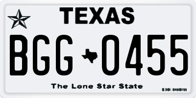 TX license plate BGG0455