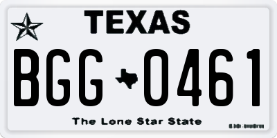 TX license plate BGG0461