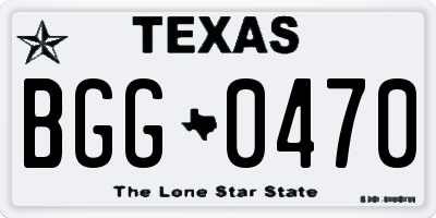 TX license plate BGG0470