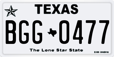 TX license plate BGG0477