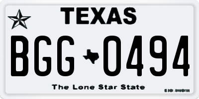 TX license plate BGG0494