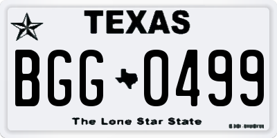 TX license plate BGG0499