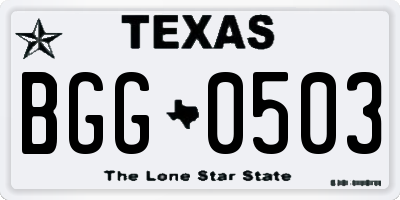 TX license plate BGG0503