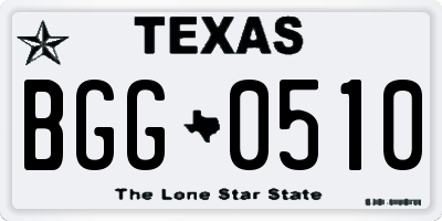 TX license plate BGG0510