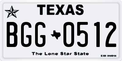 TX license plate BGG0512