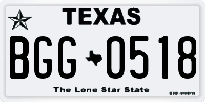 TX license plate BGG0518