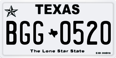 TX license plate BGG0520