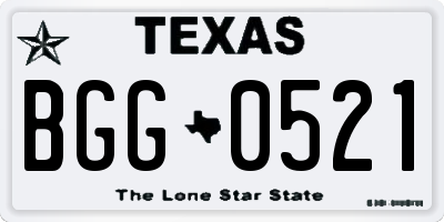 TX license plate BGG0521