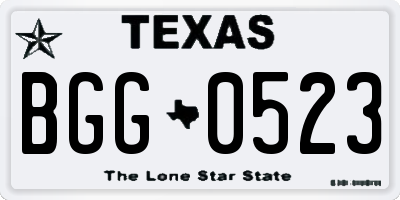 TX license plate BGG0523