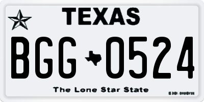 TX license plate BGG0524