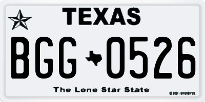 TX license plate BGG0526