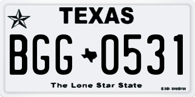 TX license plate BGG0531
