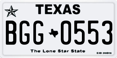 TX license plate BGG0553