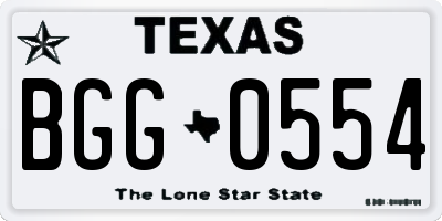 TX license plate BGG0554