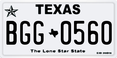 TX license plate BGG0560