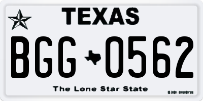 TX license plate BGG0562
