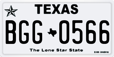 TX license plate BGG0566