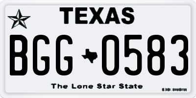 TX license plate BGG0583