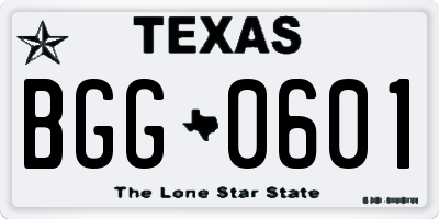 TX license plate BGG0601