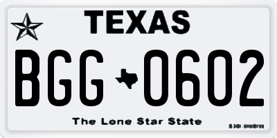 TX license plate BGG0602