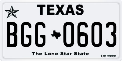 TX license plate BGG0603