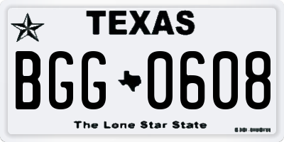 TX license plate BGG0608