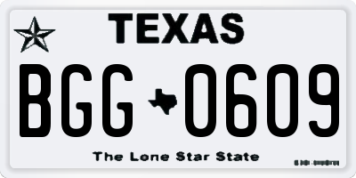 TX license plate BGG0609