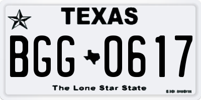 TX license plate BGG0617