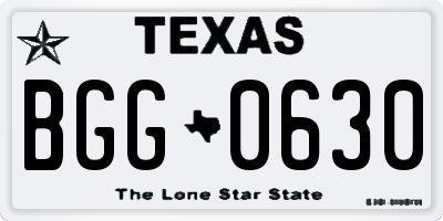 TX license plate BGG0630
