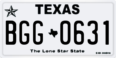TX license plate BGG0631