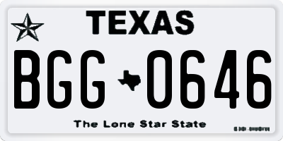 TX license plate BGG0646