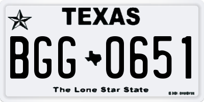 TX license plate BGG0651