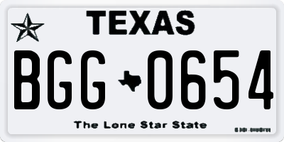 TX license plate BGG0654