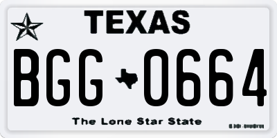 TX license plate BGG0664