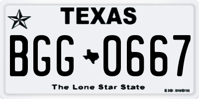 TX license plate BGG0667