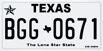 TX license plate BGG0671