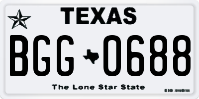 TX license plate BGG0688