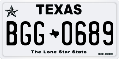 TX license plate BGG0689