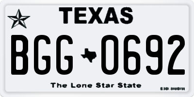 TX license plate BGG0692