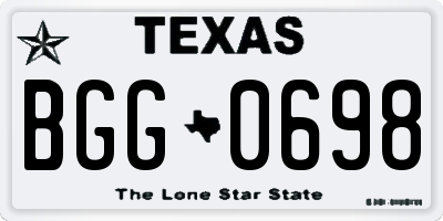TX license plate BGG0698