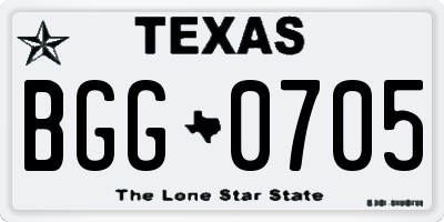 TX license plate BGG0705