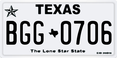 TX license plate BGG0706