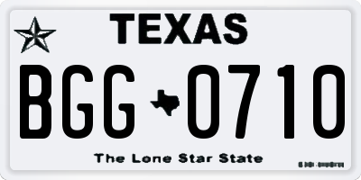TX license plate BGG0710