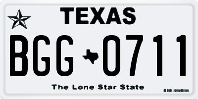TX license plate BGG0711