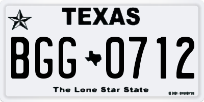 TX license plate BGG0712